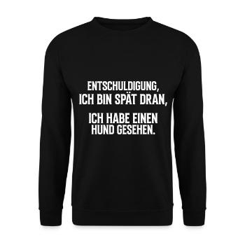 Entschuldigung ich habe einen Hund gesehen - Unisex Pullover - Schwarz - Vorne - Alina (178cm) & Michal (187cm)