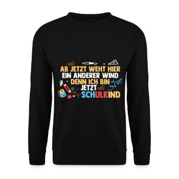 Erste Klasse Einschulung Erstklässler Schulkind - Unisex Pullover - Schwarz - Vorne - Alina (178cm) & Michal (187cm)