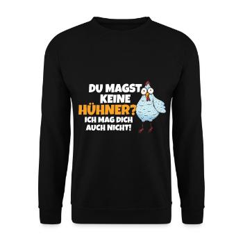 Huhn Hühnerstall Bauernhof Bauer Landwirt Hühner - Unisex Pullover - Schwarz - Vorne - Alina (178cm) & Michal (187cm)