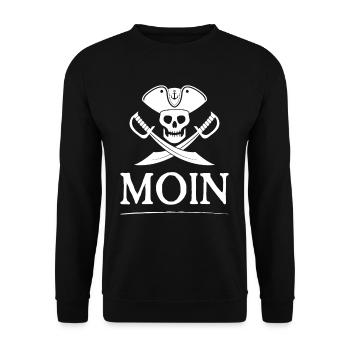 MOIN PIRAT | Anker Piraten Säbel Hut - Unisex Pullover - Schwarz - Vorne - Alina (178cm) & Michal (187cm)