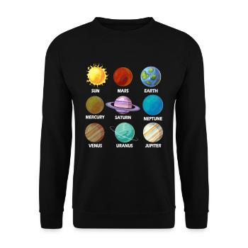 Planet galaxy solar system universe - Unisex Sweatshirt - black - Front - Alina (178cm) & Michal (187cm)