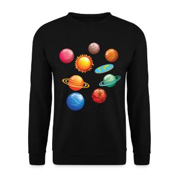 Flat Earth Tshirt Plat Terre T shirt disque de terre - Sweat-shirt Unisexe - noir - Devant - Alina (178cm) & Michal (187cm)
