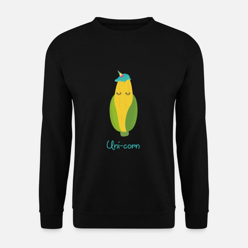 Lustiger Mais Kolben Einhorn - Unisex Pullover - Schwarz