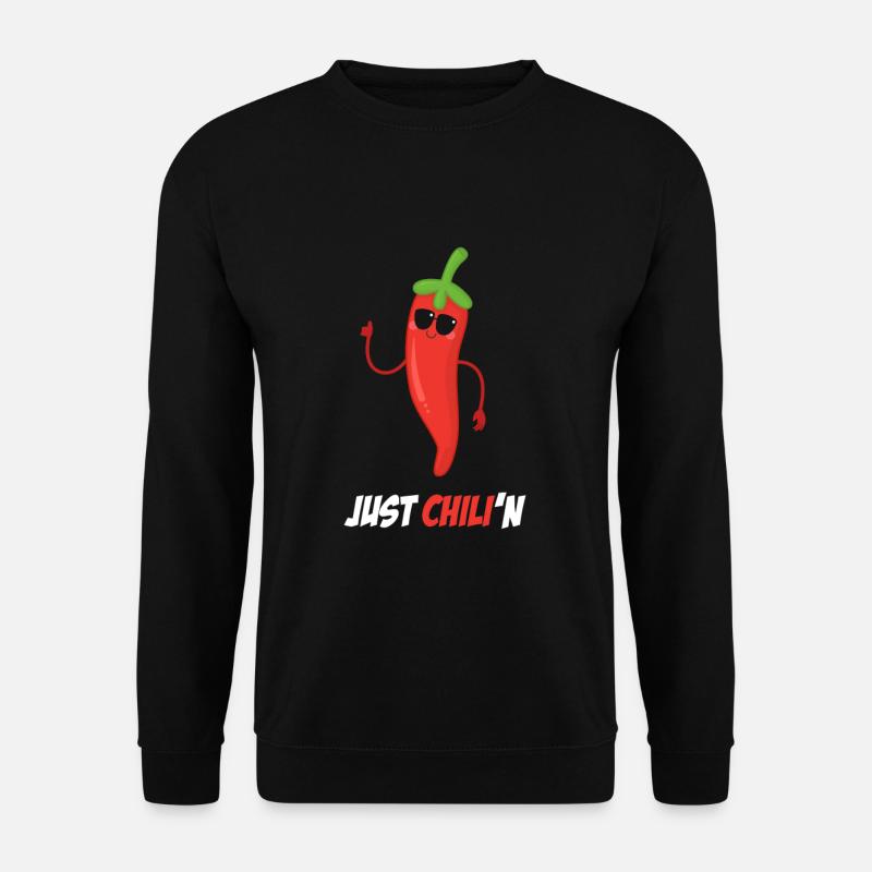 Chilli lustiger Spruch chillen - Unisex Pullover - Schwarz