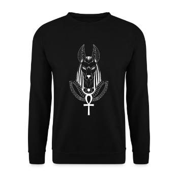 Anubis - Ägyptischer Gott des Todes - Unisex Pullover - Schwarz - Vorne - Alina (178cm) & Michal (187cm)