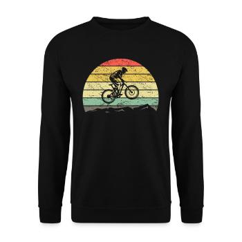 Mountainbiking MTB Retro Vintage Berge Bike - Unisex Pullover - Schwarz - Vorne - Alina (178cm) & Michal (187cm)