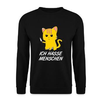 Sweet cat - I hate people - Unisex Sweatshirt - black - Front - Alina (178cm) & Michal (187cm)