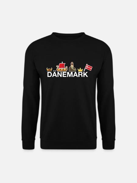 DÄNEMARK Urlaub Nordsee Ostsee Krone Flagge - Unisex Pullover - Schwarz