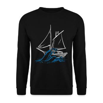 Segelboot Wind Schiff Segler Schifffahrt Geschenk - Unisex Pullover - Schwarz - Vorne - Alina (178cm) & Michal (187cm)