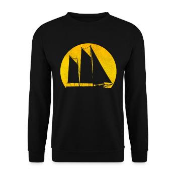 Retro Segelboot Windschiff Segler Schifffahrt - Unisex Pullover - Schwarz - Vorne - Alina (178cm) & Michal (187cm)