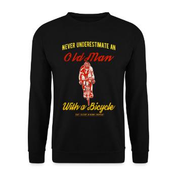 Vieil homme cycliste sur route cycliste dire drôle - Sweat-shirt Unisexe - noir - Devant - Alina (178cm) & Michal (187cm)