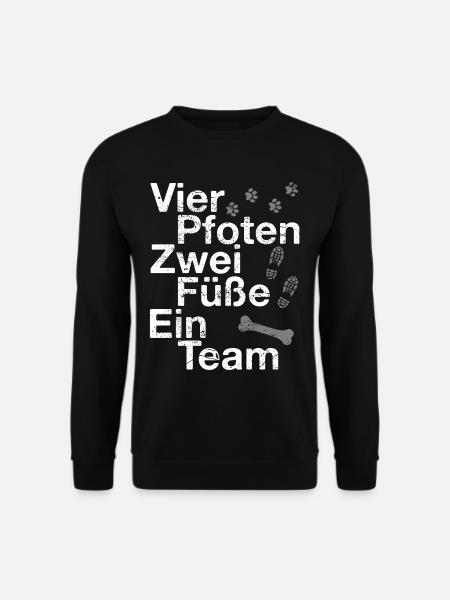 Vier Pfoten Zwei Füße Ein Team | Hunde Pfoten - Unisex Pullover - Schwarz