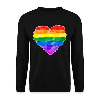 RAINBOW HEART IMPERMÉABLE À L'EAU LGBT Queer Gay Pride - Sweat-shirt Unisexe - noir - Devant - Alina (178cm) & Michal (187cm)