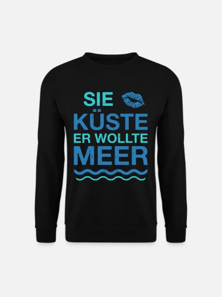 Küste Meer | Lustige Maritime Sprüche Strand Kuss - Unisex Pullover - Schwarz