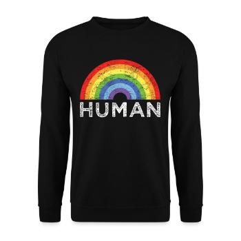 HUMAN Rainbow LGBT Pride Retro Vintage - Sweat-shirt Unisexe - noir - Devant - Alina (178cm) & Michal (187cm)