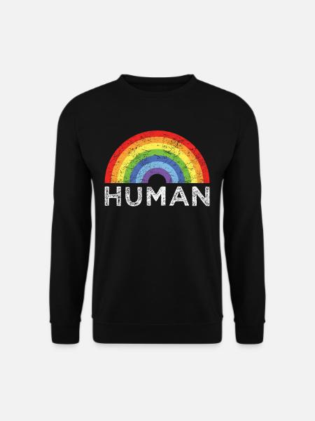 HUMAN Regenbogen LGBT Pride Retro Vintage - Unisex Pullover - Schwarz