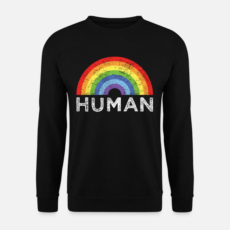 HUMAN Regenbogen LGBT Pride Retro Vintage - Unisex Pullover - Schwarz
