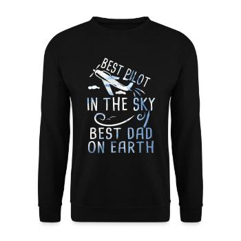 Pilot Papa Vatertag Geschenk Flugzeug Luftfahrt - Unisex Pullover - Schwarz - Vorne - Alina (178cm) & Michal (187cm)