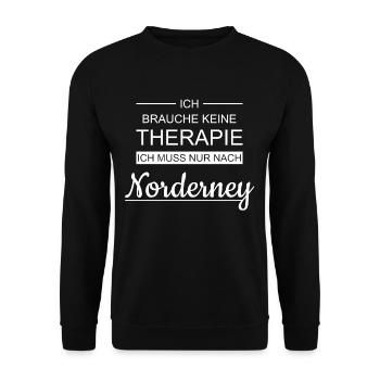 Norderney - Ich brauche kein Therapie - Unisex Pullover - Schwarz - Vorne - Alina (178cm) & Michal (187cm)