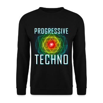 Progressives Techno Club Party Rave Musik - Unisex Pullover - Schwarz - Vorne - Alina (178cm) & Michal (187cm)