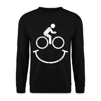 Happy Bike Fun Humor Radfahrer Fahrrad Geschenk - Unisex Pullover - Schwarz - Vorne - Alina (178cm) & Michal (187cm)