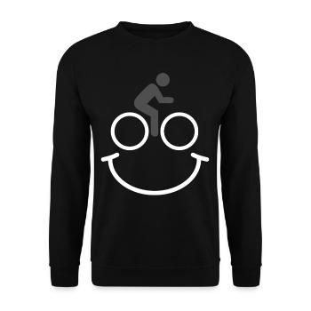 Radfahrer Smile Fahrrad Rennrad MTB Emoticon - Unisex Pullover - Schwarz - Vorne - Alina (178cm) & Michal (187cm)