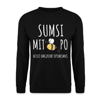 SUMSI WITH PO IS REVERSED OPTIMISM - Unisex Sweatshirt - black - Front - Alina (178cm) & Michal (187cm)