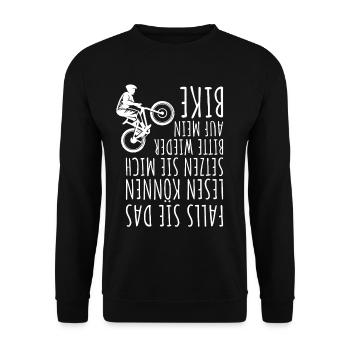 Lustiger Fahrrad Spruch MTB Bike Radsport Geschenk - Unisex Pullover - Schwarz - Vorne - Alina (178cm) & Michal (187cm)