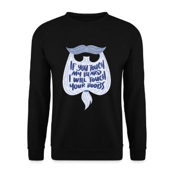 Mann mit Bart bärtig Vollbart Schnauzer Geschenk - Unisex Pullover - Schwarz - Vorne - Alina (178cm) & Michal (187cm)