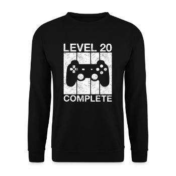 20. Geburtstag Gaming Level 20 Complete Vintage - Unisex Pullover - Schwarz - Vorne - Alina (178cm) & Michal (187cm)