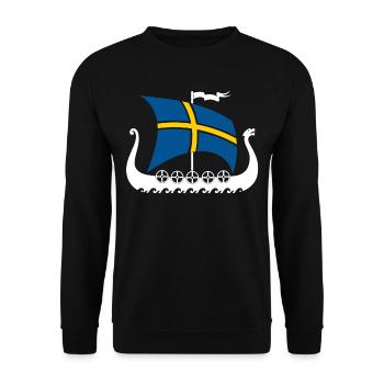 Suède Viking Ship Tshirt Navire Viking - Sweat-shirt Unisexe - noir - Devant - Alina (178cm) & Michal (187cm)