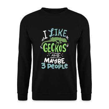 Gecko Echsel Reptile Salamander Nature Gift - Unisex Sweatshirt - black - Front - Alina (178cm) & Michal (187cm)