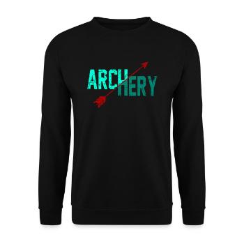 Pfeil und Bogen Armbrust Bogenschütze - Unisex Pullover - Schwarz - Vorne - Alina (178cm) & Michal (187cm)