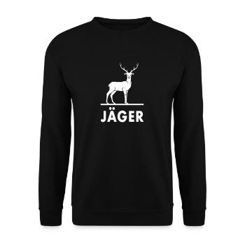 Jagd Jäger Weidmann Reh Gewehr Geschenk grünes Abi - Unisex Pullover - Schwarz - Vorne - Alina (178cm) & Michal (187cm)