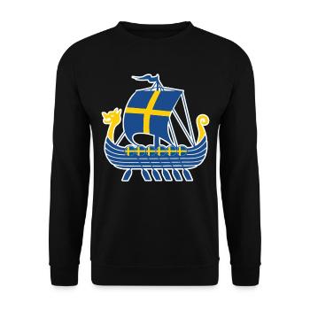 Suède Viking Ship Tshirt Navire Viking - Sweat-shirt Unisexe - noir - Devant - Alina (178cm) & Michal (187cm)