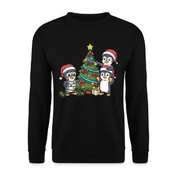 Christmas Penguin Christmas Penguin Tree Advent - Unisex Sweatshirt - black - Front - Alina (178cm) & Michal (187cm)