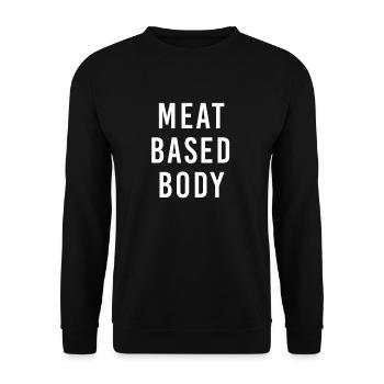 Fleisch Fleischfresser Grillen Spruch Geschenk - Unisex Pullover - Schwarz - Vorne - Alina (178cm) & Michal (187cm)