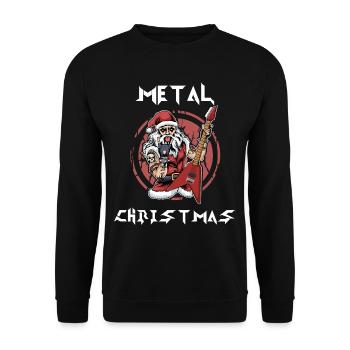 Heavy Metal Weihnachten Weihnachtsmann Rock Musik - Unisex Pullover - Schwarz - Vorne - Alina (178cm) & Michal (187cm)