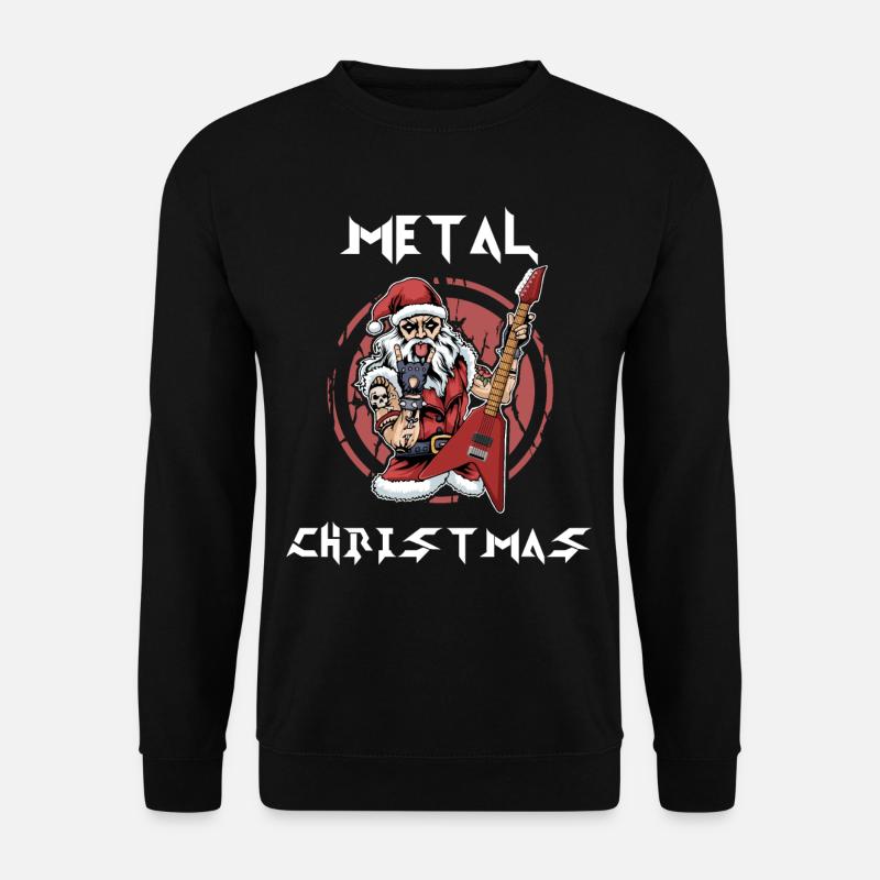 Heavy Metal Weihnachten Weihnachtsmann Rock Musik - Unisex Pullover - Schwarz