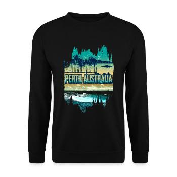 Perth Australien Retro Urlaub - Unisex Pullover - Schwarz - Vorne - Alina (178cm) & Michal (187cm)