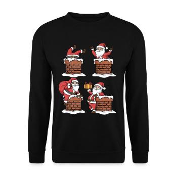 Weihnachtsmann Shirt Schornstein Weihnachten - Unisex Pullover - Schwarz - Vorne - Alina (178cm) & Michal (187cm)