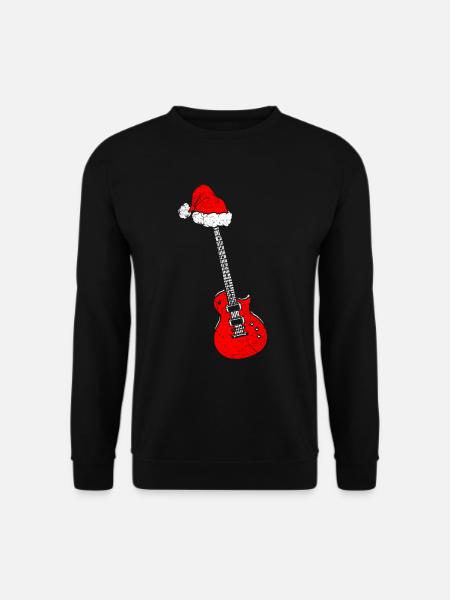 Weihnachten Musiker Gitarre Weihnachtsmann - Unisex Pullover - Schwarz