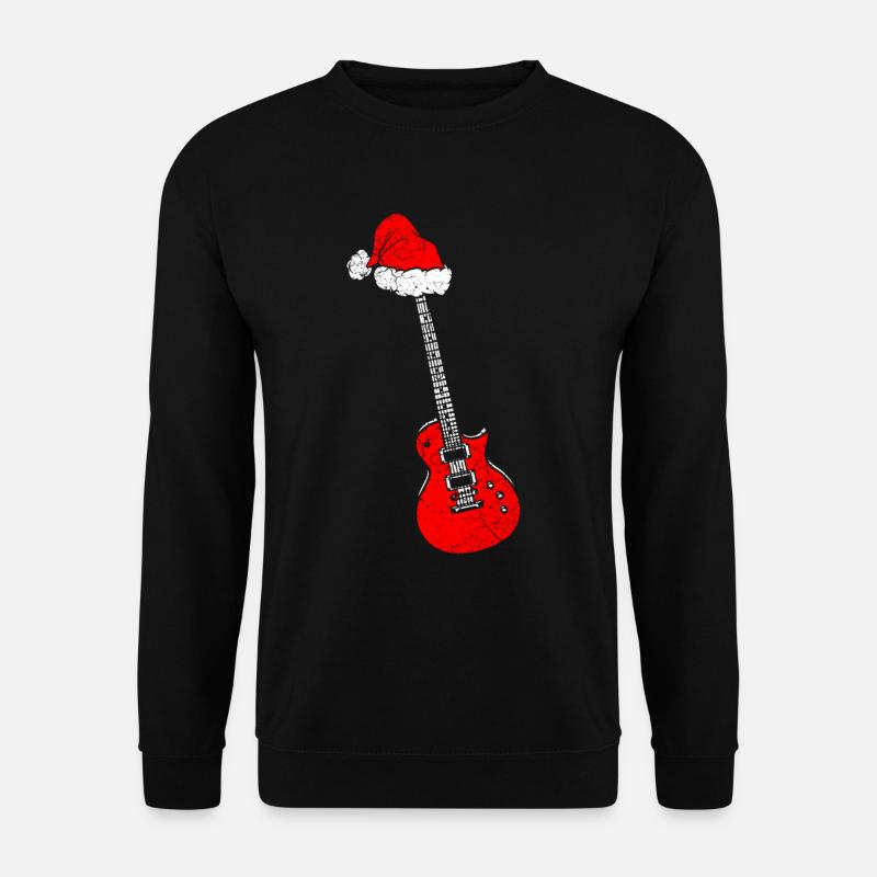 Weihnachten Musiker Gitarre Weihnachtsmann - Unisex Pullover - Schwarz