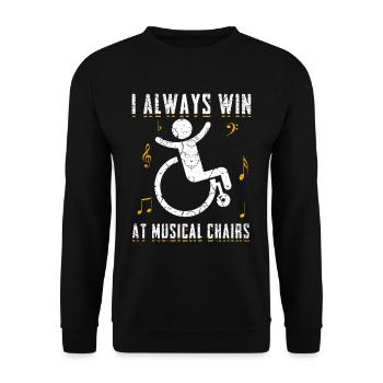 Humour en fauteuil roulant Handicap Handicap Gift - Sweat-shirt Unisexe - noir - Devant - Alina (178cm) & Michal (187cm)
