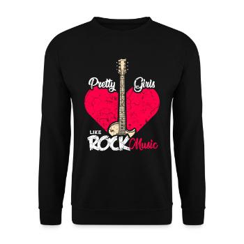 Pretty girls like rock music vintage - Unisex Sweatshirt - black - Front - Alina (178cm) & Michal (187cm)