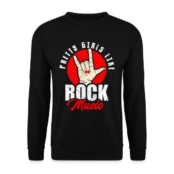 Hübsche Mädchen mögen Rockmusik Vintage - Unisex Pullover - Schwarz - Vorne - Alina (178cm) & Michal (187cm)