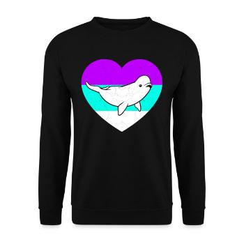 Costume De Poisson Baleine Beluga Retro Sea Life - Sweat-shirt Unisexe - noir - Devant - Alina (178cm) & Michal (187cm)