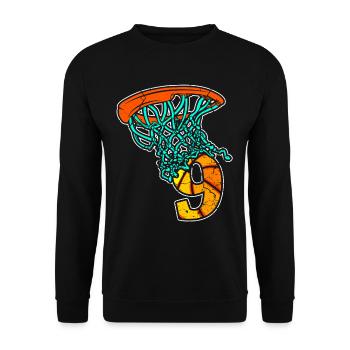Basketball enfants 9 anniversaire 9 ans de sport - Sweat-shirt Unisexe - noir - Devant - Alina (178cm) & Michal (187cm)