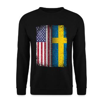Flagge Schweden und USA Stolz Heimat - Unisex Pullover - Schwarz - Vorne - Alina (178cm) & Michal (187cm)
