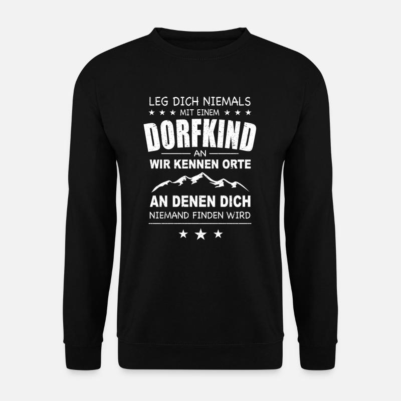 Dorfkind Dorfkinder Geschenk Kinder Kindheit Berge - Unisex Pullover - Schwarz